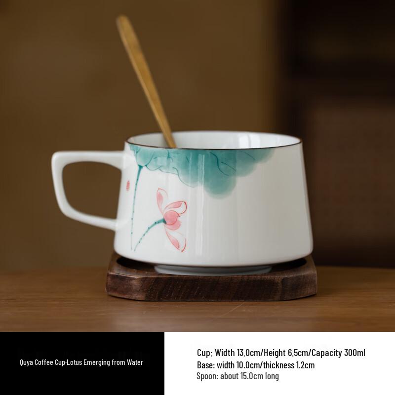

Hand-painted Lotus Ceramic Coffee Mug