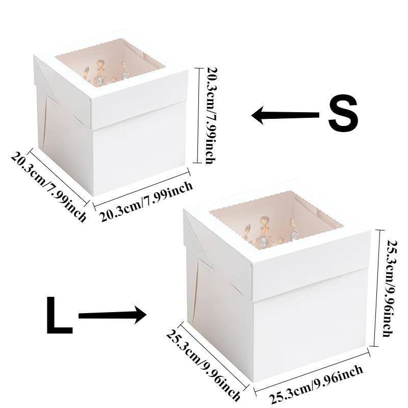 1/3/5PCS White Bakery Boxes with Window Disposable Birthday Cake Paper Boxes Fold Cake Boxes Cookies Pastry Cake Storage Box