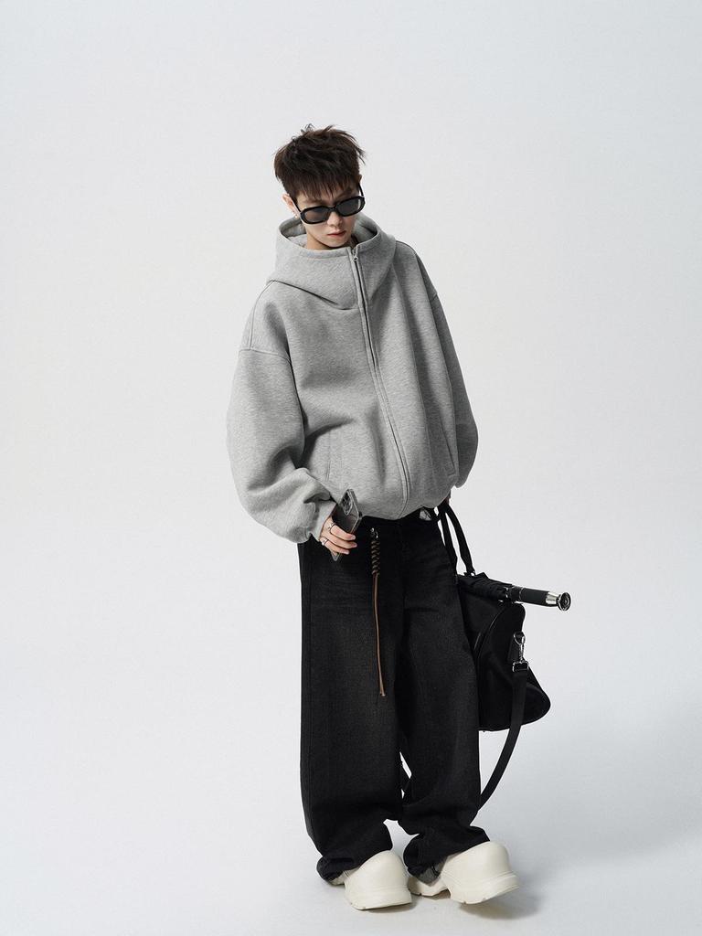 Herren Trendy Schwergewicht Hoodie Cardigan - Cool, Lässiger High Street Style, Rollkragen Winterjacke