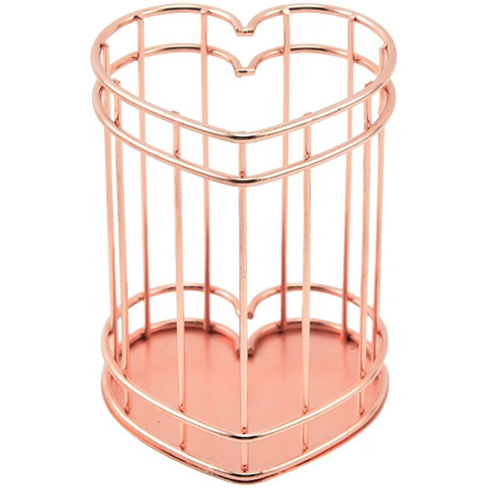 Heart Pen Holder, Openwork Desktop Organizer for Writing Utensils or Makeup Brushes, Office Desk Decor