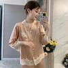 Ice Silk Pajamas Women'S Long-Sleeved High-End Lace Lace Girl Style Can Wear Loungewear Outside