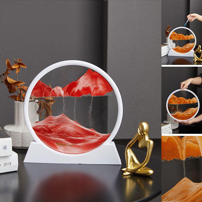 3D Dynamic Sand Art Liquid Motion 7" beweglicher Treibsand Sanduhr Dekor Stressabbau Geschenk für Büro Zuhause Arbeit Schlafzimmer Dekor