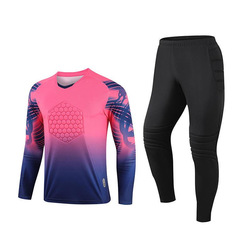 Men and Boys Football Goalkeeper Suit, Trousers Suit, Long-sleeved Thickened Sponge Goalkeeper Suit, Soccer Football Uniform