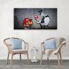 Three Piece Picture Canvas Print Banksy Mario Graffiti