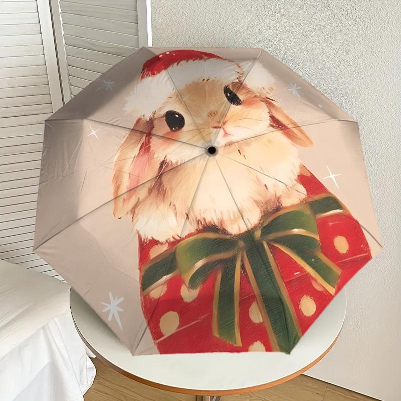 Christmas Bunny Gift Umbrella: A Festive, Auto-Opening Protection for Outdoor Adventures and Travel Essentials 024
