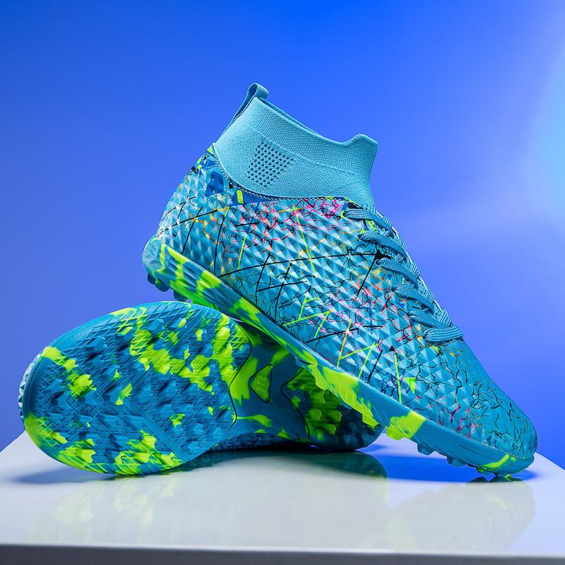 Herren Fußballschuhe FG/TF High Top Neu Verschleißfest Stoßdämpfend Freifeld Professionelles Training Fußballschuhe für Teenager