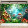Fairy Tale Enchanted Forest Backdrop Photography Wonderland Dreamy Jungle Mushroom Baby Birthday Party Backgrounds Decor Prop