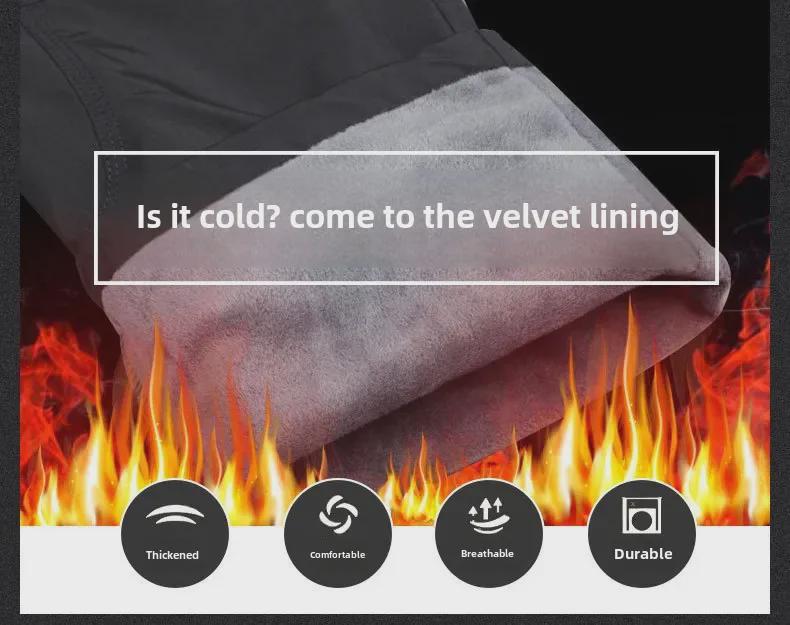 Męskie Spodnie Bawełniane Casualowe Plus Aksamit Grube Ciepłe na Jesień i Zimę