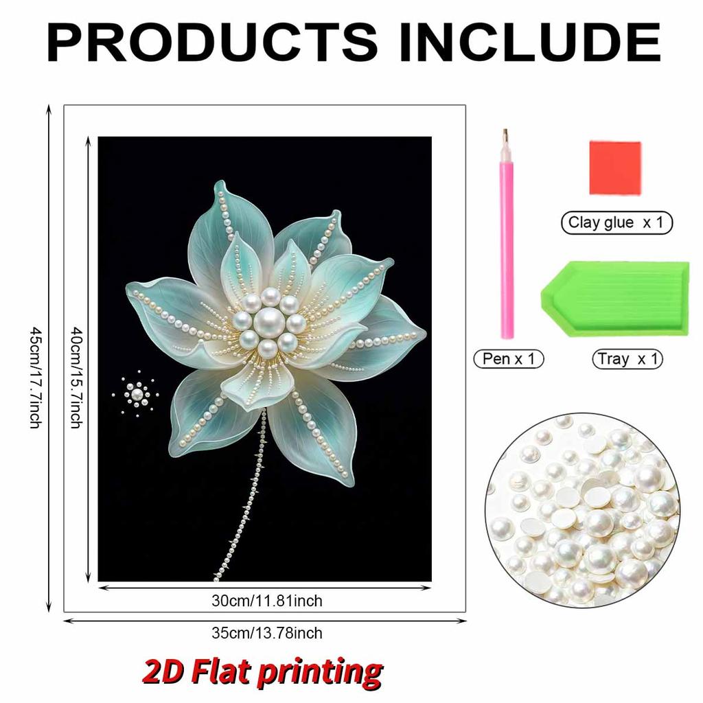 DIY White Flowers Pearl Diamond Art Painting Kits for Adults and Beginners,fine View Sparkling Painting Craft Home Wall Decor Handmade Gift