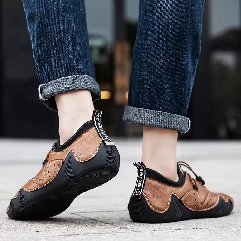Men's High Quality Casual Shoes Breathable Perforated Fashionable Lace Up Shoes Lightweight Comfortable Versatile Walking Shoes