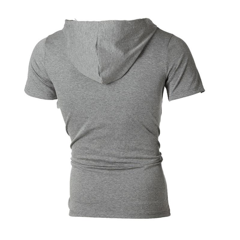 Herren T-Shirt Sommer Persönlichkeit Kapuzen-Tees Schnürung Kurzarm T-Shirt Homme Slim Fit Sportbekleidung Kleidung Herren T-Shirt