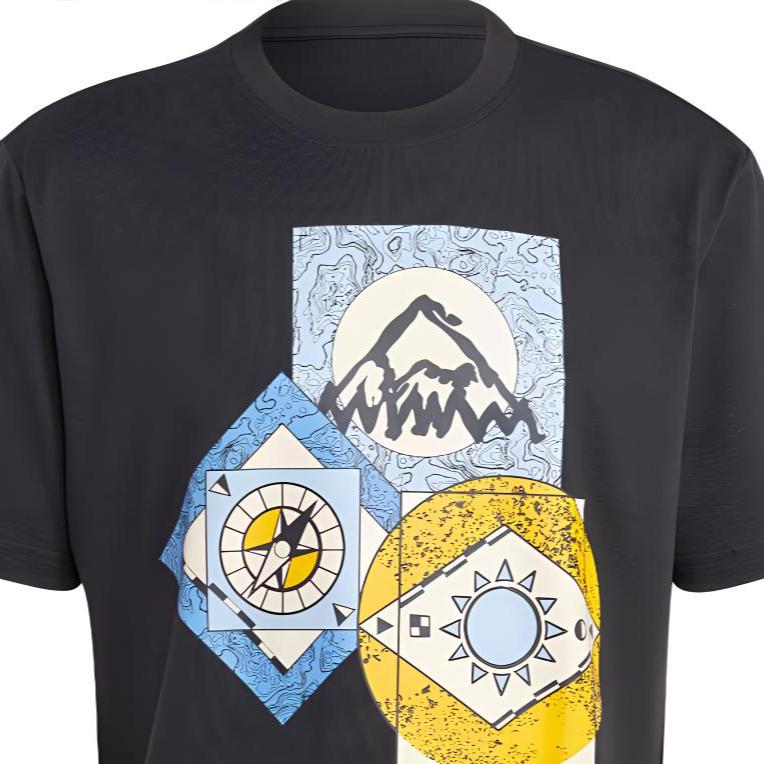 Adidas Originals Adventure FC Tee With Mountain Print Men Tops Black HR4222
