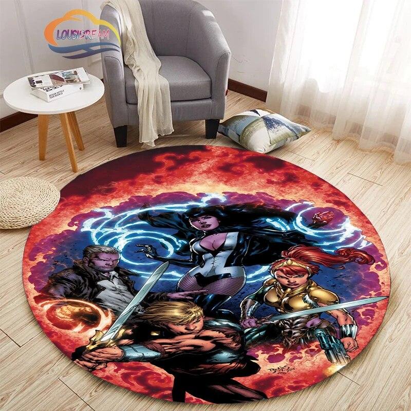 Adventure Animation Masters of the Universe Round Carpet and Rug Cartoon He-Man Pattern Home Decor Anti-slip Mat Yoga