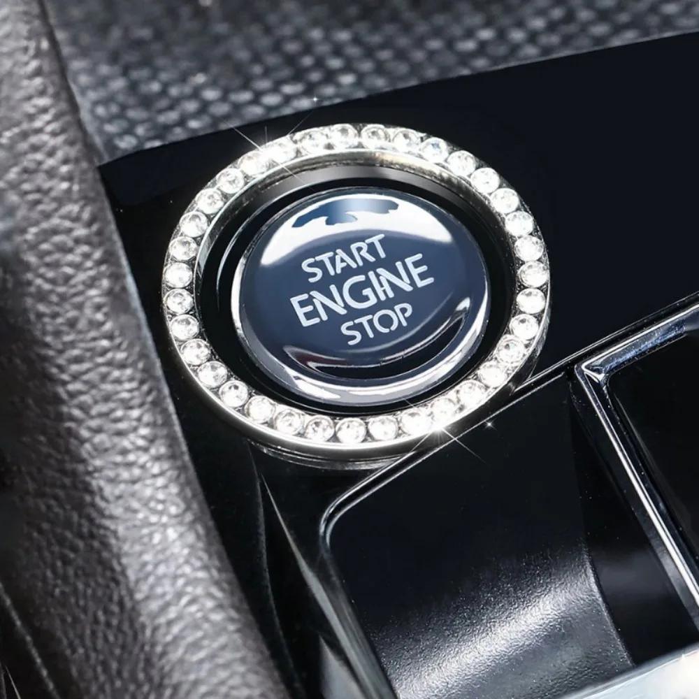 1pc Car Engine Start Stop Button Ring Artificial Diamond Car Interior Decor Accessories