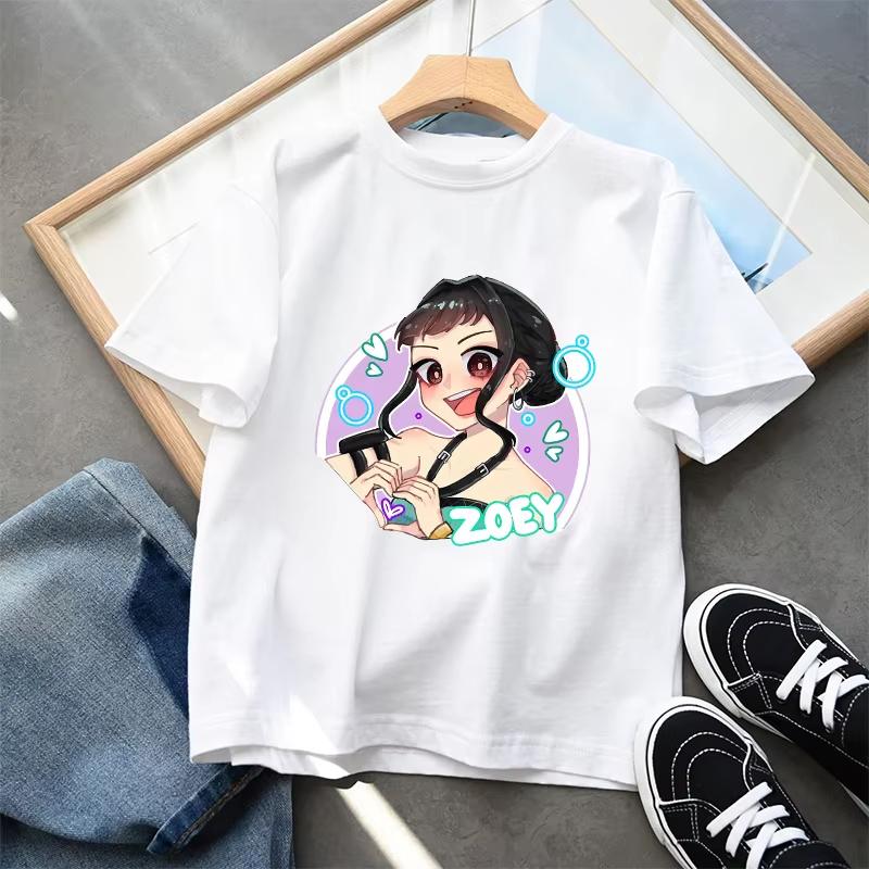 2026 KPop Demon Hunters Girls' Summer Casual Tops Kids Birthday GiftsChild T-shirt Anime Character Print Short Sleeve Tees