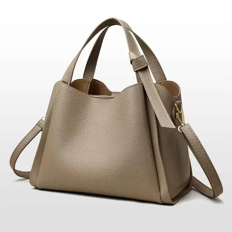 Versatile Bucket Shoulder Bags Women Luxury Designer PU Leather Messenger Crossbody Bags Ladies Casual Solid Color Purse Handbag