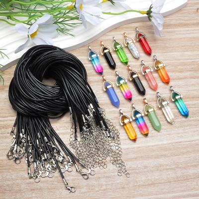 20 PCS/set Pendentifs Colonne Hexagonale Mode Aléatoire, Couleur Mixte Chakra Pierre Naturelle Cristal Multicolore Pendentif Collier