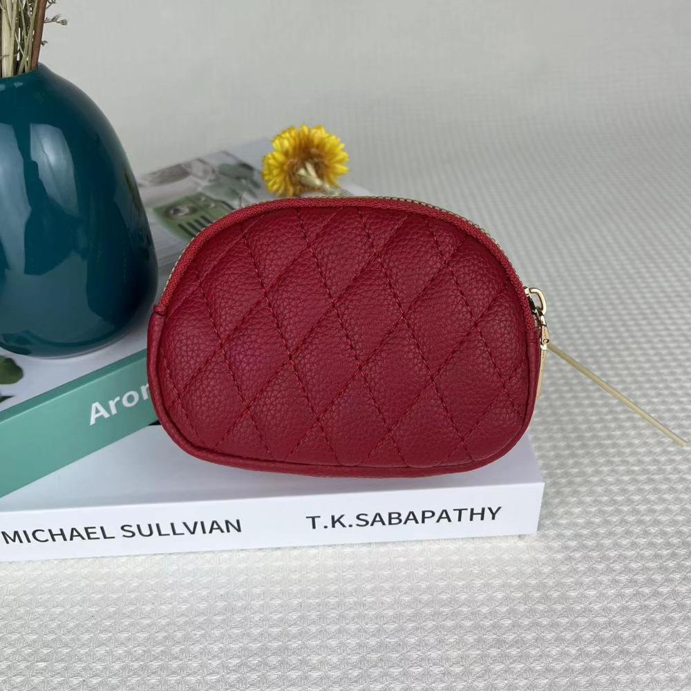 New PU Leather Lady's Coin Purse Double-layers Zipper Storage Bag Clutch Bag Mom's Gift