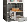 Integrated Cat House with Cat Bed Cat Crate Indoor Catio Bowl DIY Metal Wire Cat Kennel Cats Litter Box for Cats Villa