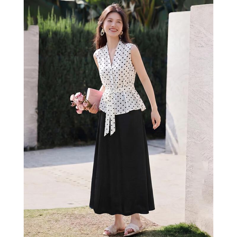 TERRE BLEUE Women's Polka Dot Sleeveless Two-Piece Set