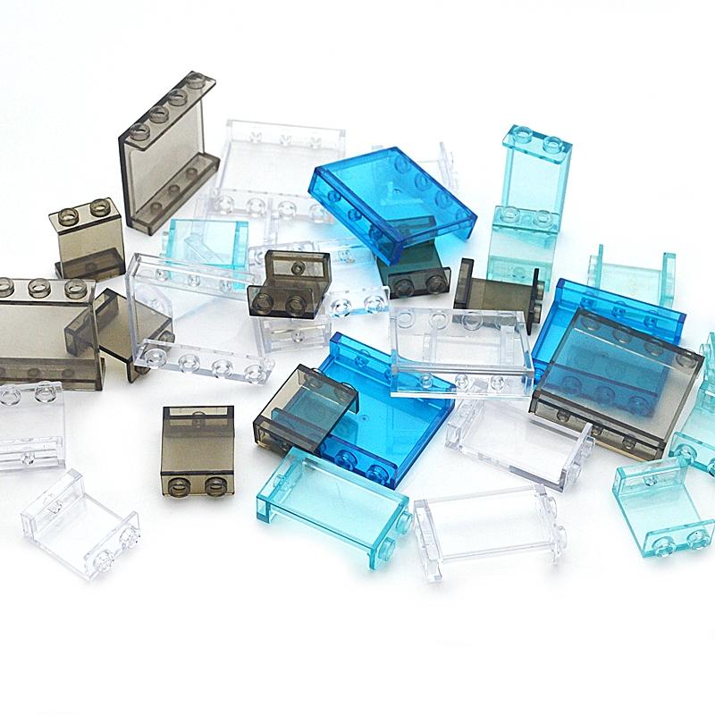 4215 87543 Transparent Panel Glass House MOC City Bricks Parts 1x2 1x4 Window Frame Building Blocks Construction Compatible Toy