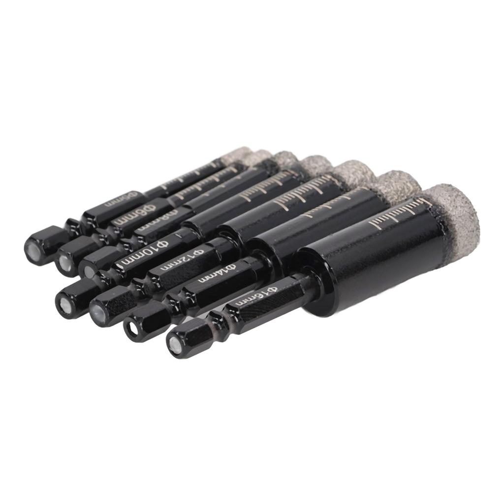 7 Pcs Diamond Drill Bits Wet and Dry Use Brazing Core Drill Bit Hex Shank Diamond Hole Saw Kit for
