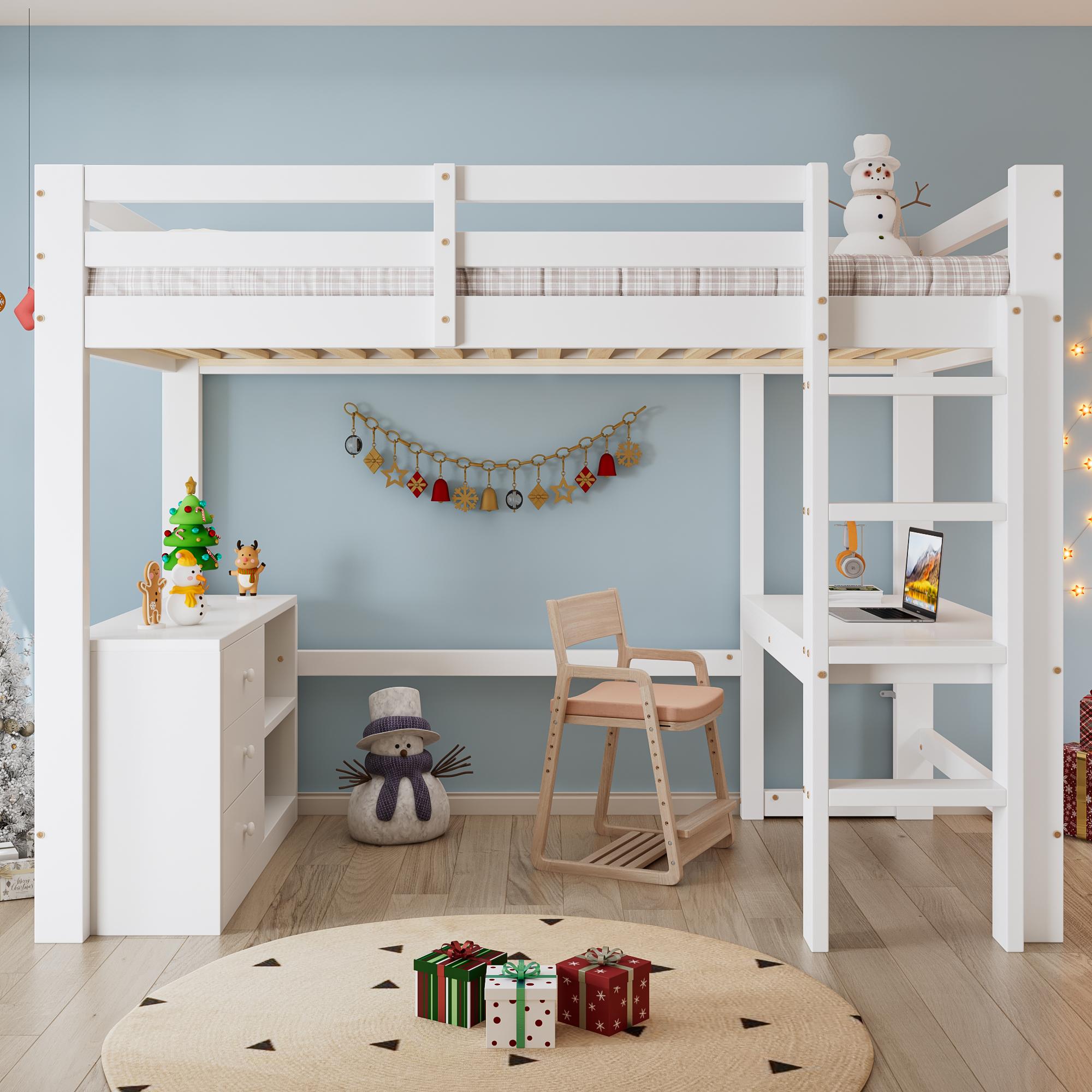 Loft Bed, Children`s Bed, With Desk