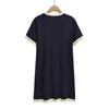 Fashion Style 2024 Autumn New Women's Clothing Plain Stitch Black, Short Sleeve round Neck Short Dress 5536105