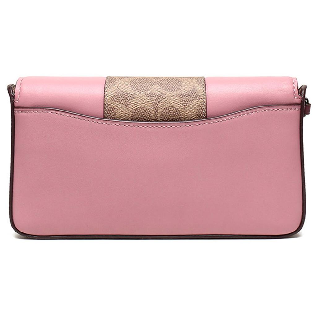 Coach Dinky Logo Coated Canvas Crossbody Shoulder Bag Medium Women Bags Brown Yellow Pink 76368-V5P2P