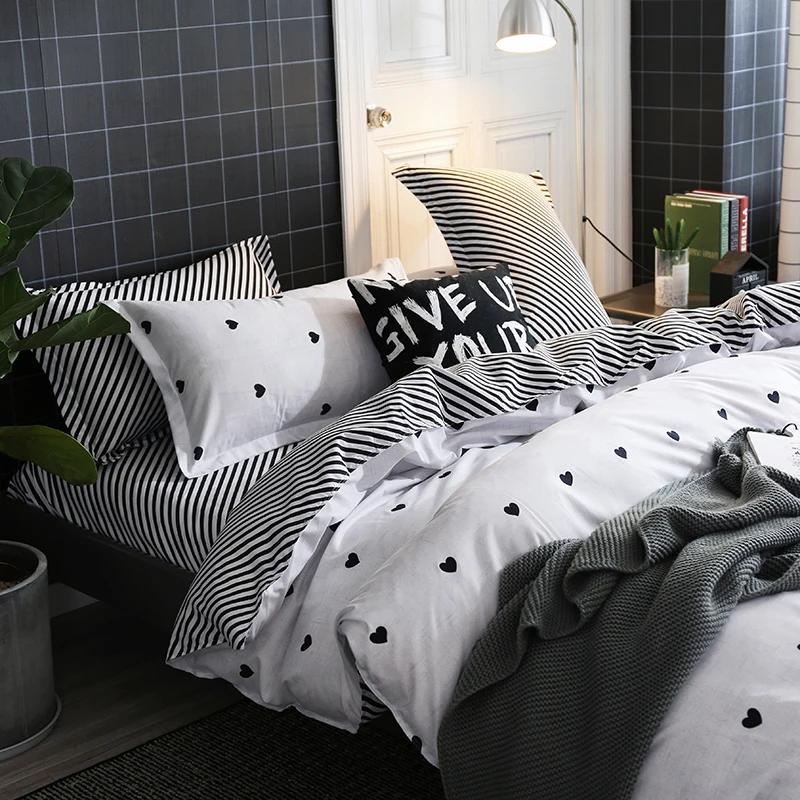 Heart Print Duvet Cover Set King Size Reversible Bedding Set Microfiber Modern 1 Quilt Cover Zipper Closure with 2 Pillowcases