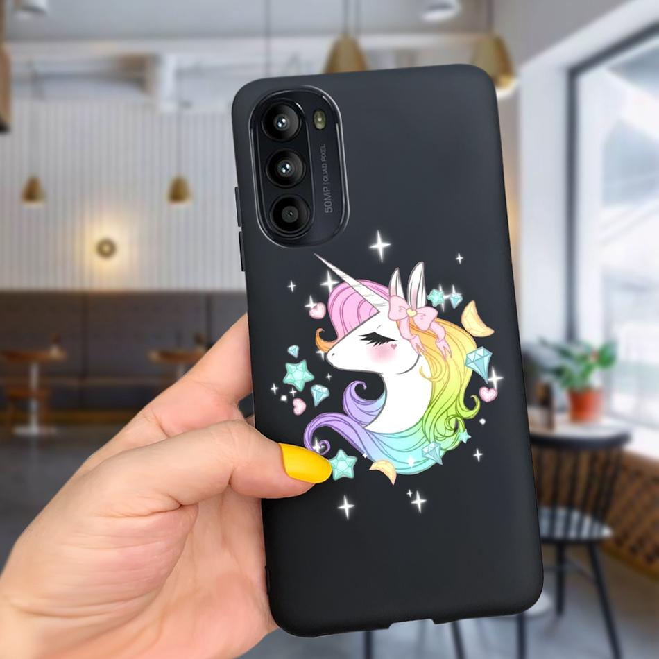 For Moto G52 Case G22 2022 Fashion Girl Flower Pattern Black Silicone Soft Phone Cover For Motorola Moto G52 G52 Cover G42 4G