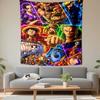 Colorful Anime Collage of Pirate Crew Members Patterned tapestry for bedroom and living room home decor