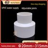 PVC Reducer Water Pipe Connector Fittings - Sizes: 20, 25, 32, 40, 50, 63, 75; Colors: Gray, White, Blue