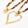 2Pcs/Set Retro Leopard Print Chain Punk Hollow Charms Jewelry Fashion Heart Pendant Necklace  Gifts