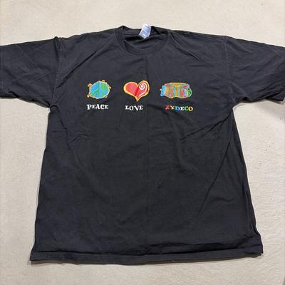 Vintage 90s Peace Love Zydeco Music Concert T-Shirt Sz XL