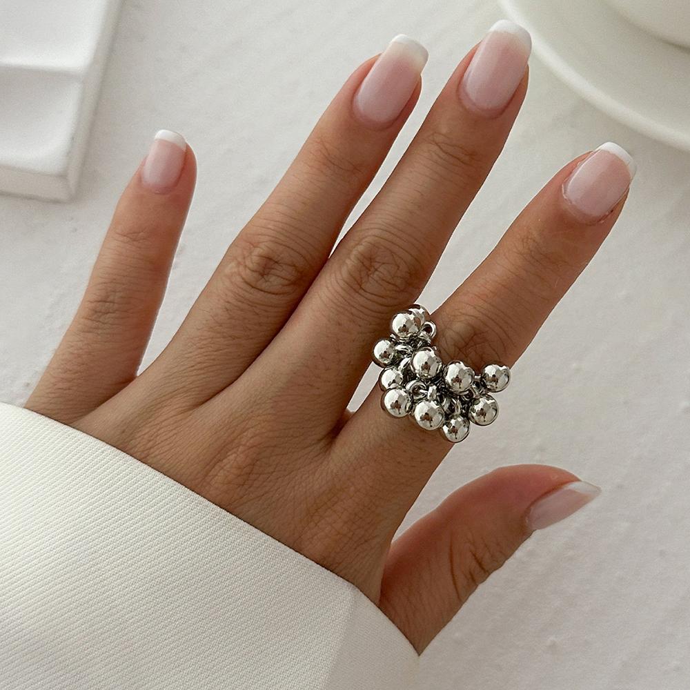 Fashion Simple CCB Small Ball Ring for Women Men 2025 Punk Hip Hop Metal Open Finger Ring Female Jewelry Gift
