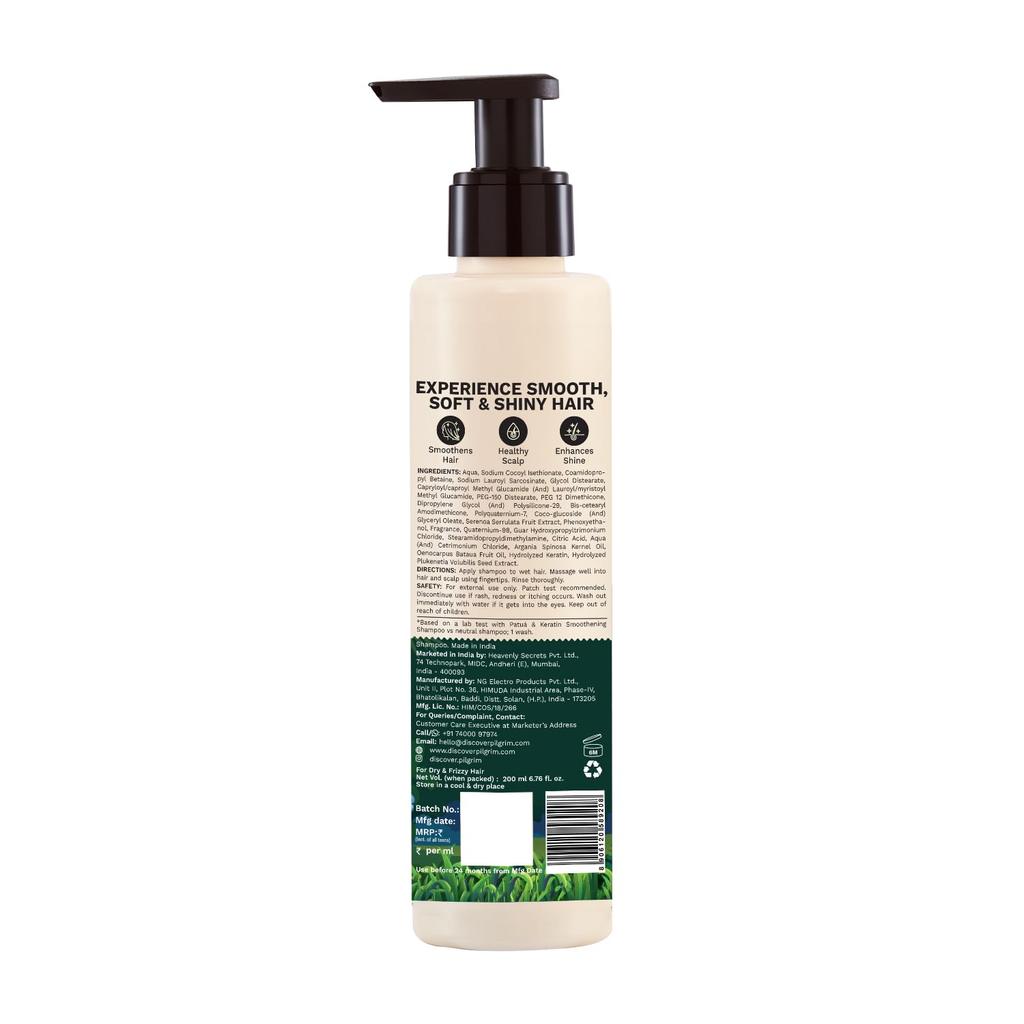 Pilgrim Patua & Keratin Hair Smoothening Shampoo For Dry Frizzy Hair Paraben Free Shine Care 200 ml Pack Of 1 Daily