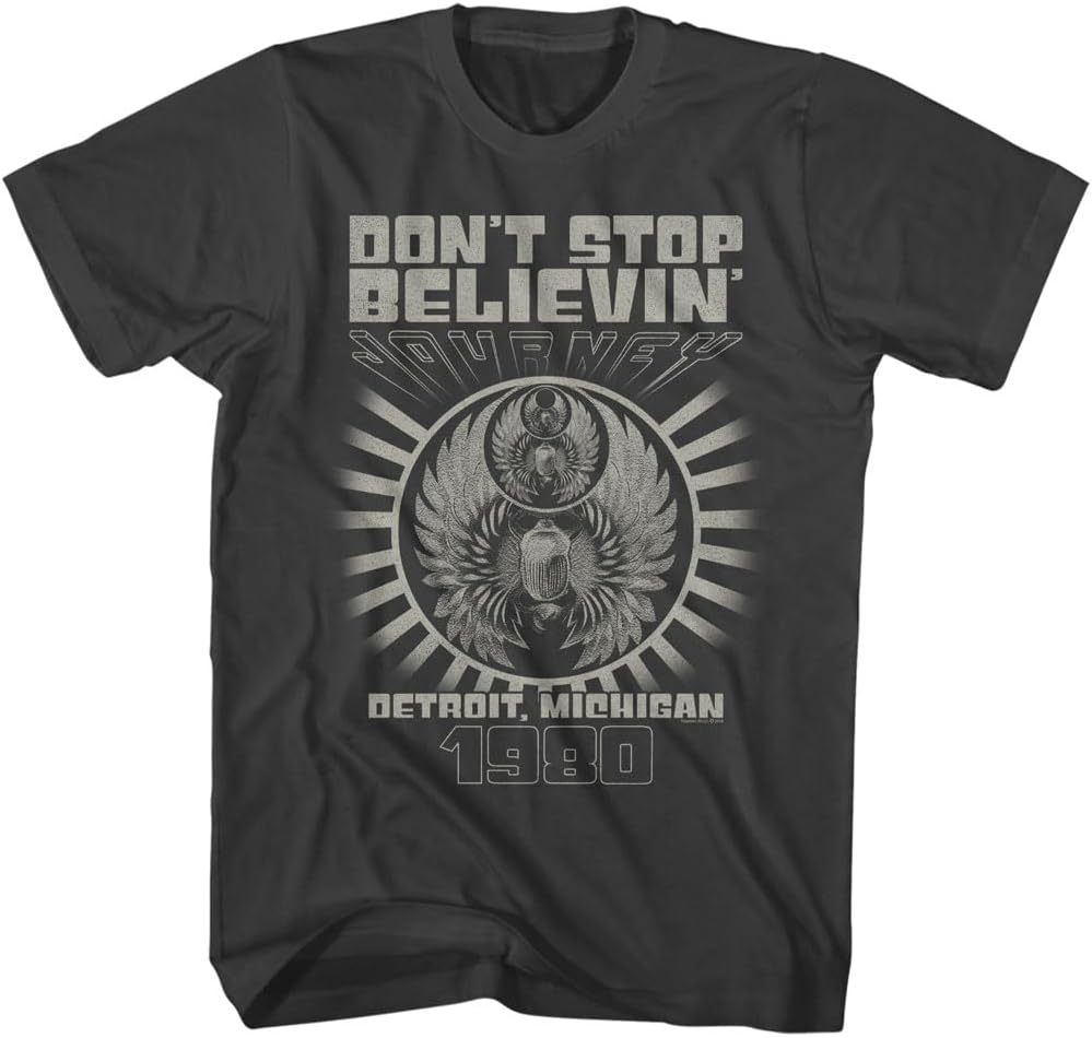 80er Jahre Retro Print T-Shirt Detroit Reise Thema Bleib deinen Überzeugungen Treu Retro Musik Kurzarm T-Shirt