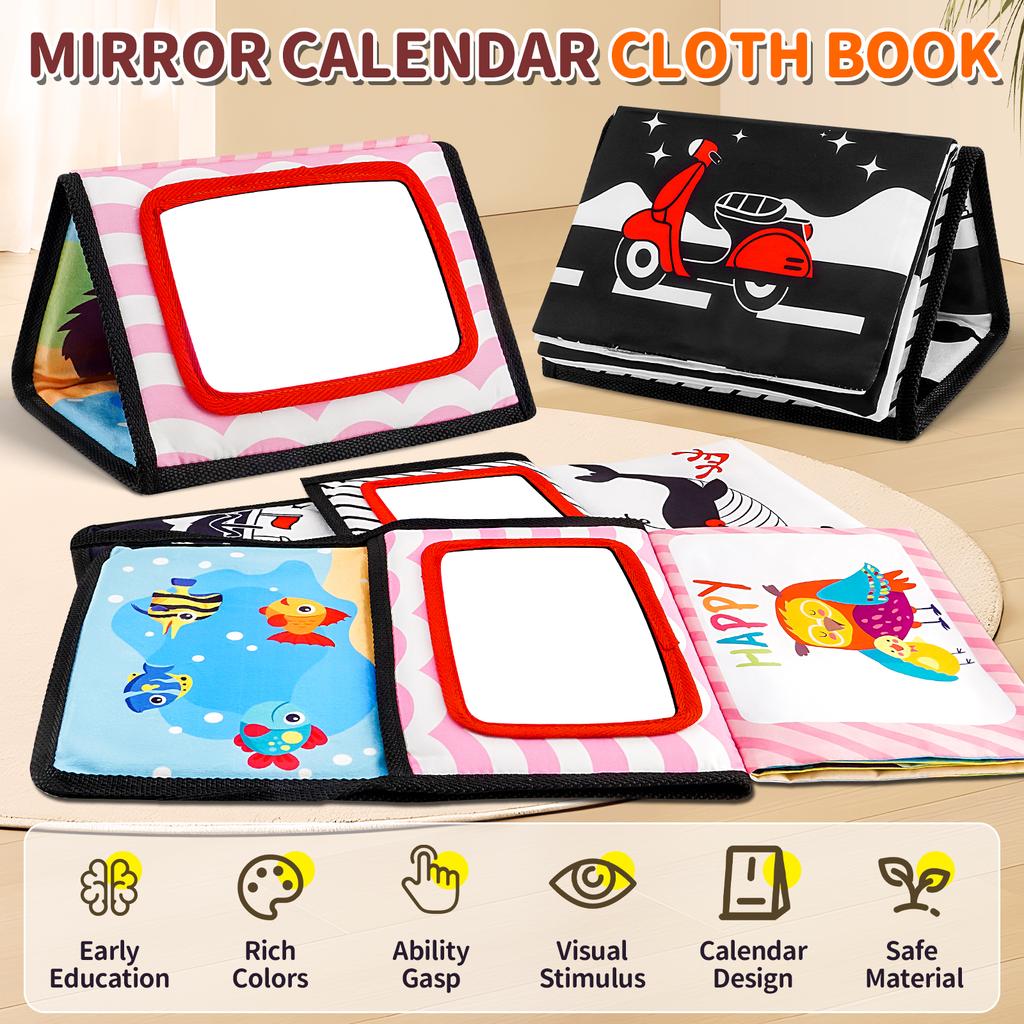 Black and White Newborn Mirror Toys BabyTummy Time for Babies MontessoriDevelopment Crawl High Contrast ActivitySensory Toy