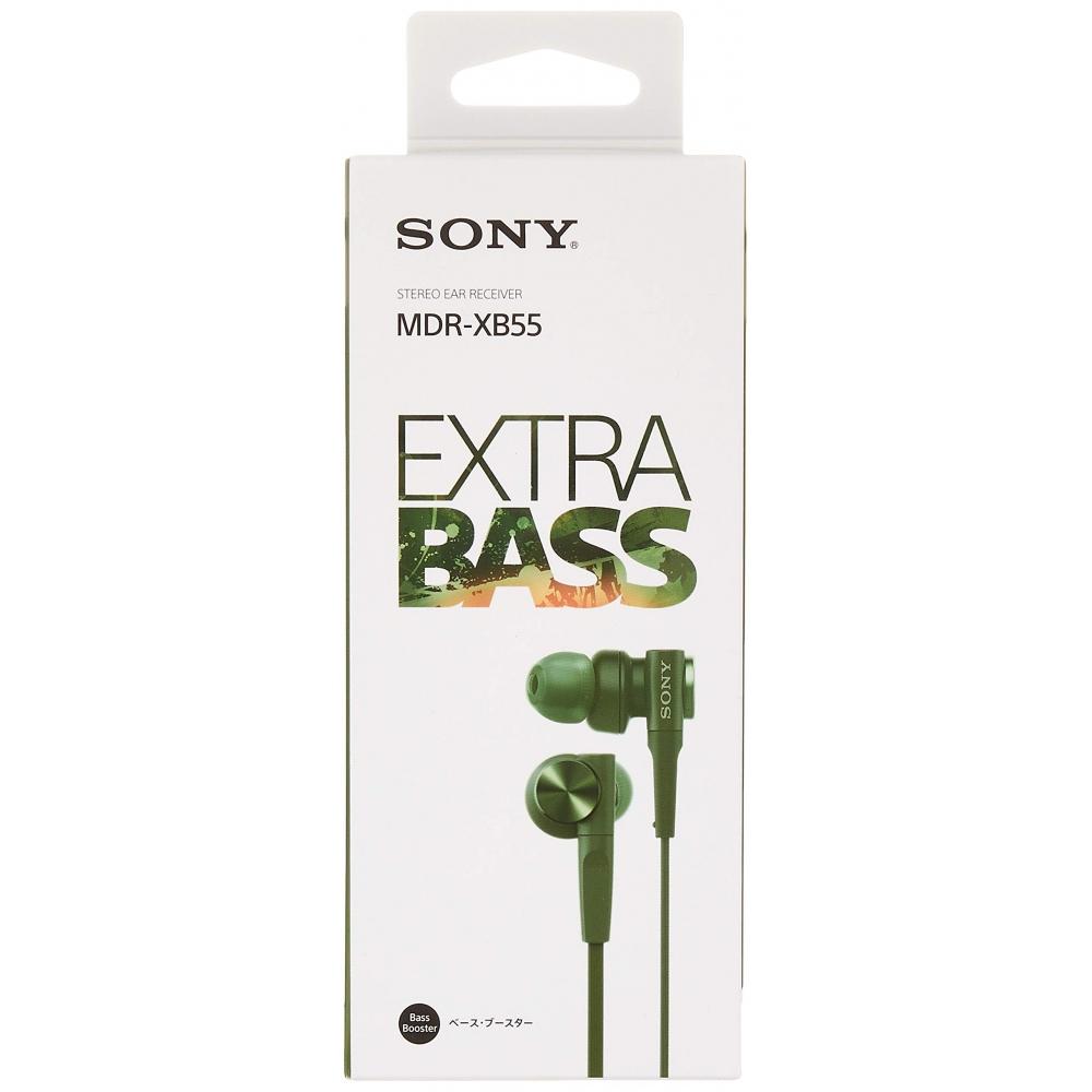 Sony Wired Earphones Heavy Bass Model MDR-XB55: Canal Type Green MDR-XB55 G