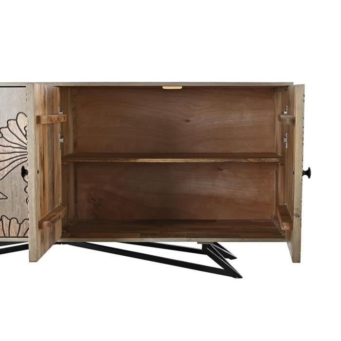 Buffet - Naturel - Bois de manguier - Métal - 4 portes - 177 x 45 x 74 cm
