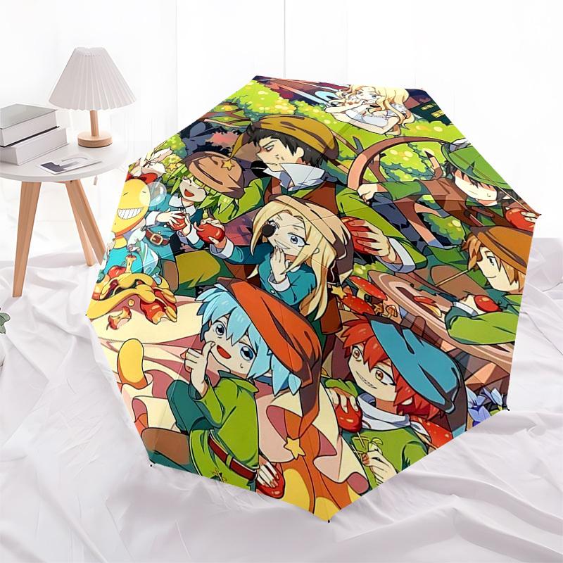 

1pc Adventure Time Outdoor Umbrella - Jake & Finn Automatic Opening Folding Umbrella with 8-Rib Iron Frame, Perfect for Fans, Travelers, Daily Use, an