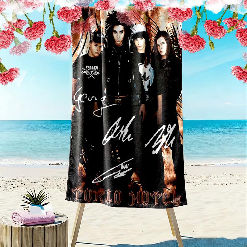 Tokio Hotel Print Strandtuch, Großes Weiches Schnelltrocknendes Handtuch für Strand Camping Schwimmen