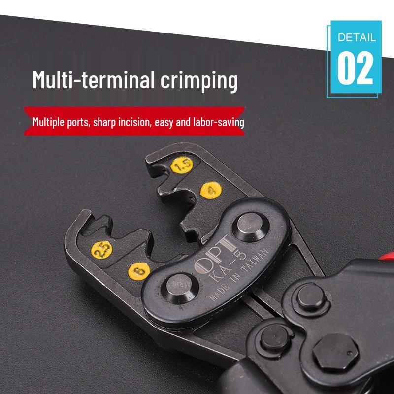 Multi-functional Crimping and Wire Stripper Pliers with Cold Crimp Terminals and PT Insulated Insert Terminal.