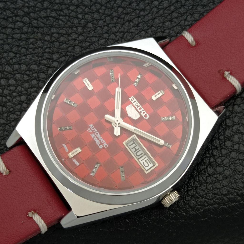 REFURBISHED JAPAN SEIKO 5 6309A AUTOMATIC MENS RED COLOR DIAL WATCH A440220-9 Sk-a440220-1
