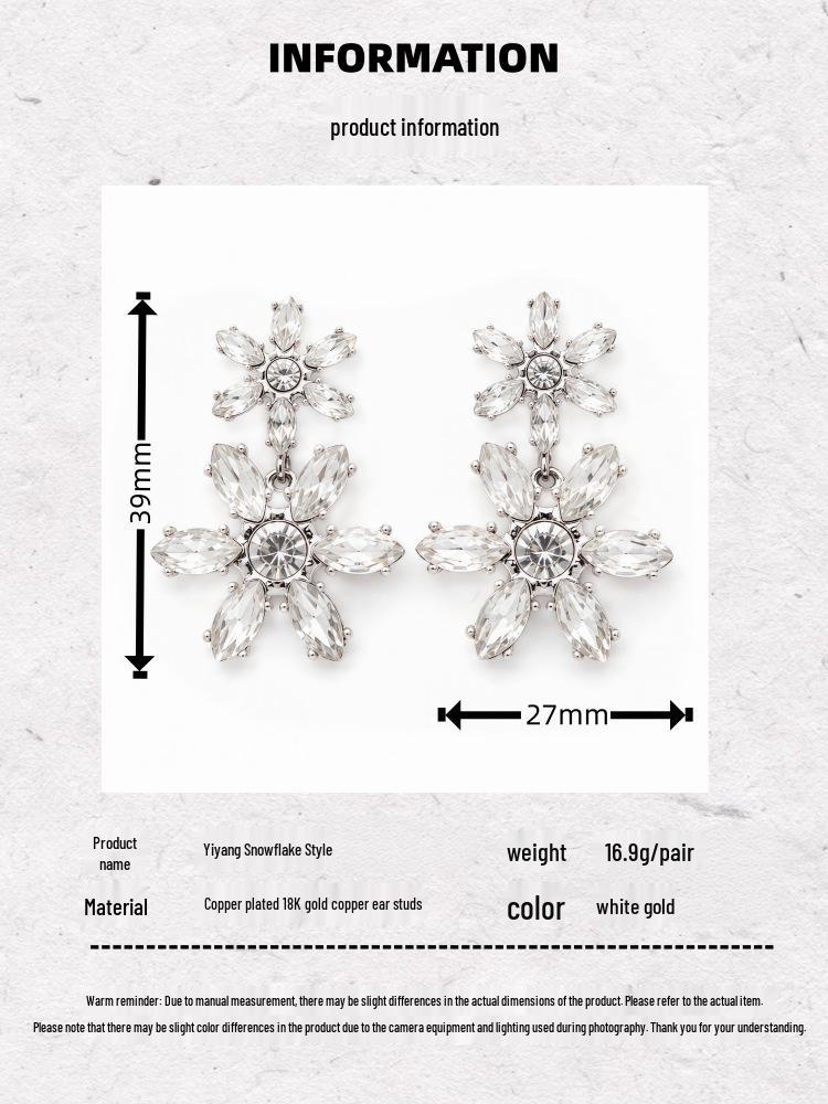 High-End Crystal Flower Stud Earrings: Elegant, Luxurious, Versatile for Any Occasion