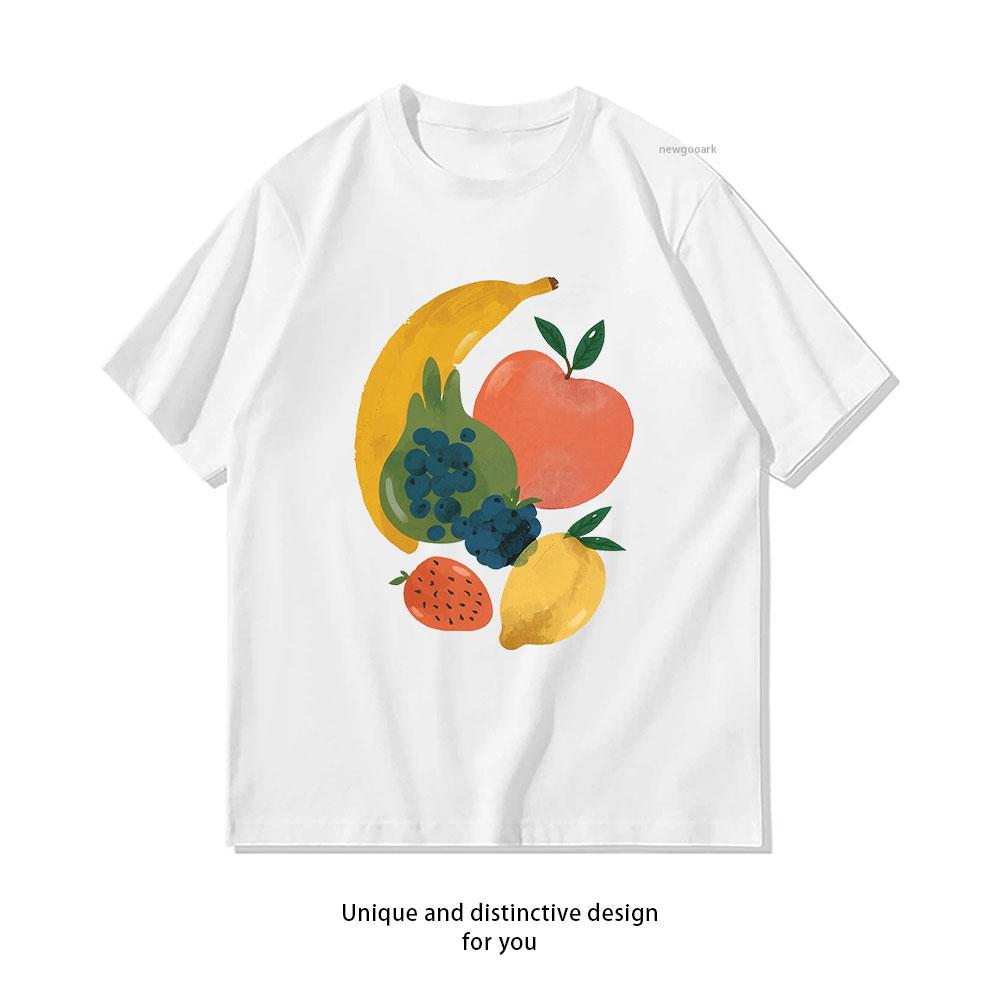 

IWatercolor Fruit Illustration tshirt Women Unisex Casual cotton printed t shirts Adult streetwear camisetas tops tee Shortsleev S