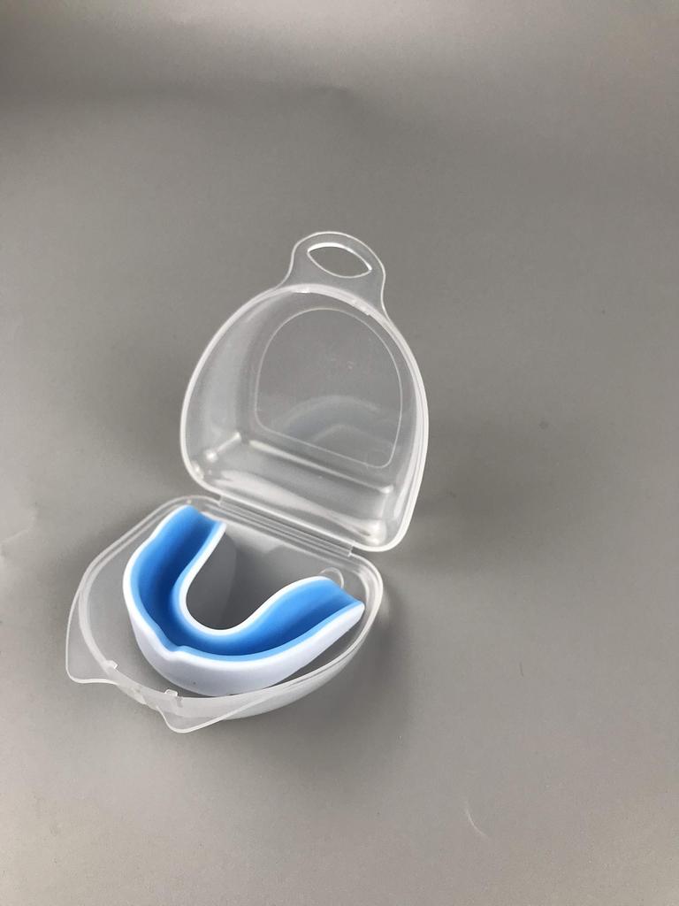 Mouthpiece Mouth Guard with Case for Muscle Martial 2 Colors Karate, Boxing, Training, Sports, Arts, Exercise, (Blue/White)