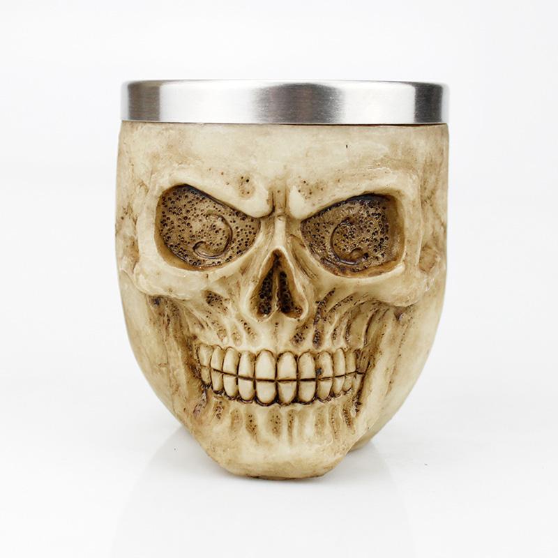 Gothic Goblet 3D Viking Stainless Steel Resin Skull Wine Goblet Dragon Claw Skeleton Spine Whiskey Cup Wine Glass for Halloween
