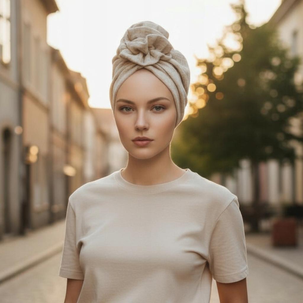 Classic Mussa 520 Cotton Muslin Turban with Rose Comfort and Style